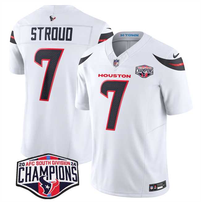 Mens Houston Texans #7 C.J. Stroud White F.U.S.E. 2024 AFC South Division Champions Vapor Limited Stitched Jersey